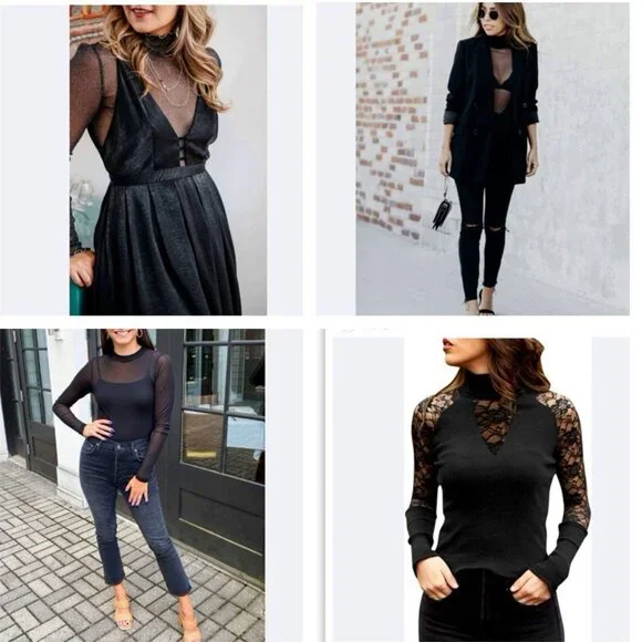 AKRIS Mock-Neck Illusion Sheer See Through Long-Sleeve Mesh Bodysuit - Picture 2 of 12